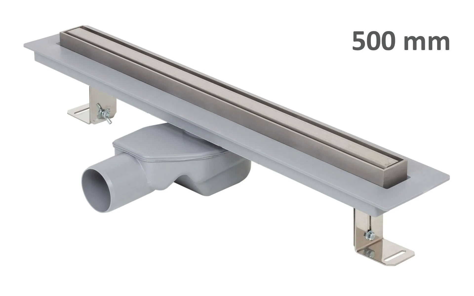 Odwodnienie liniowe podłogowe ELEGANCE, okvir ze stali nierdzewnej, ruszt STANDARD/CUSTOM 500 mm, Ø 50 mm
