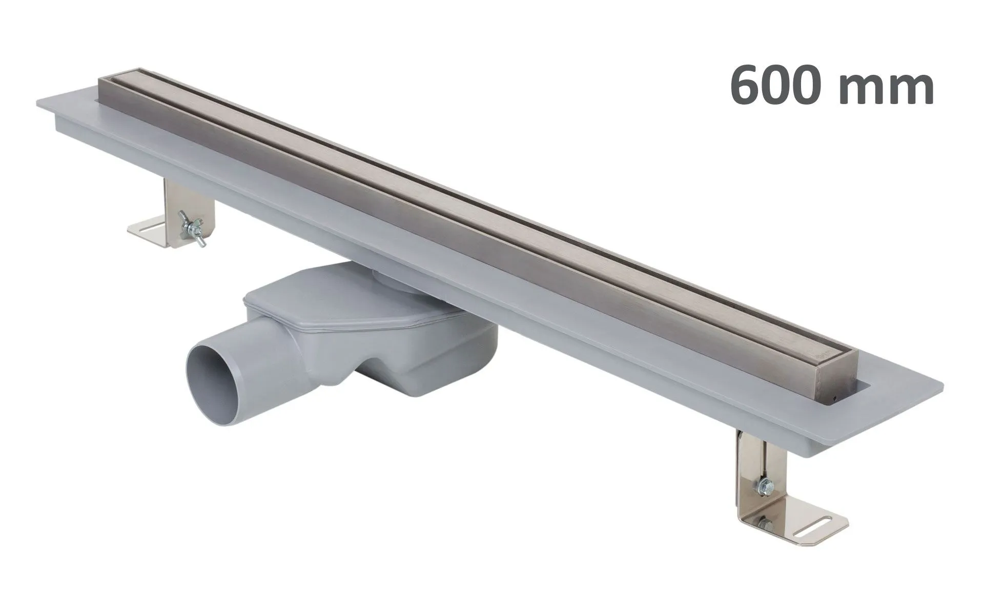Odwodnienie liniowe podłogowe ELEGANCE, okvir ze stali nierdzewnej, ruszt STANDARD/CUSTOM 600 mm, Ø 50 mm